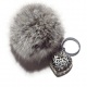 Porte clés pompon en angora gris argent