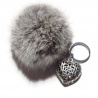 Porte clés pompon en angora gris argent