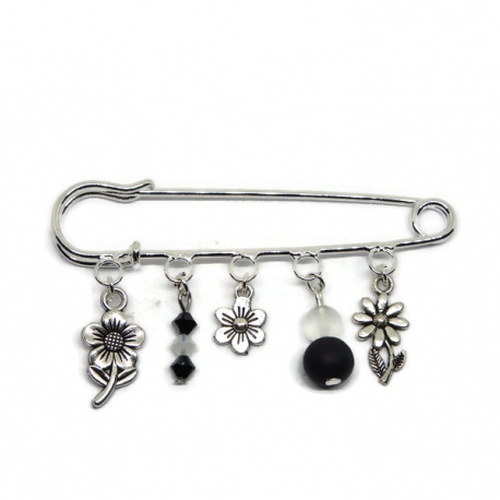 Broche épingle de 7 cm avec perle, broche pour châle, hijab