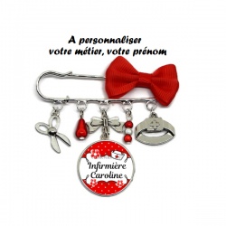 Broche à personnaliser avec le prénom et la spécialité de votre choix