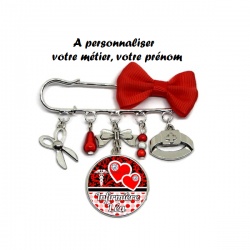Broche à personnaliser avec le prénom et la spécialité de votre choix