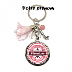 Votre prénom - Porte clés ou bijou de sac "Belle-soeur qui déchire"