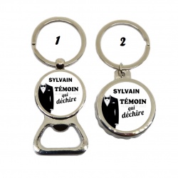 Votre prénom - Porte clés décapsuleur "Témoin qui déchire"
