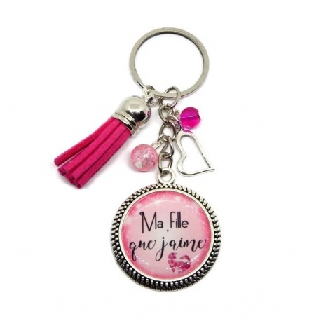 Porte clés ou bijou de sac "Ma fille que j'aime"