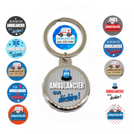 Porte clés décapsuleur ambulancier, 12 modèles au choix