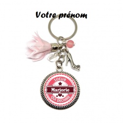 Votre prénom - Porte clés ou bijou de sac "Soeur qui déchire"