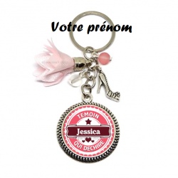 Votre prénom - Porte clés ou bijou de sac "Témoin qui déchire"