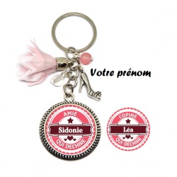 Votre prénom - Porte-clés ou bijou de sac "Amie qui déchire"