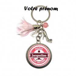 Votre prénom - Porte clés ou bijou de sac "Mamie qui déchire"