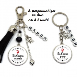 Porte clés "Je t'aime mamie" "Je t'aime papy" personnalisable