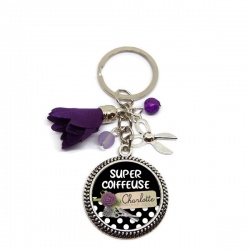 Votre prénom - Porte clés ou bijou de sac  "Super coiffeuse"
