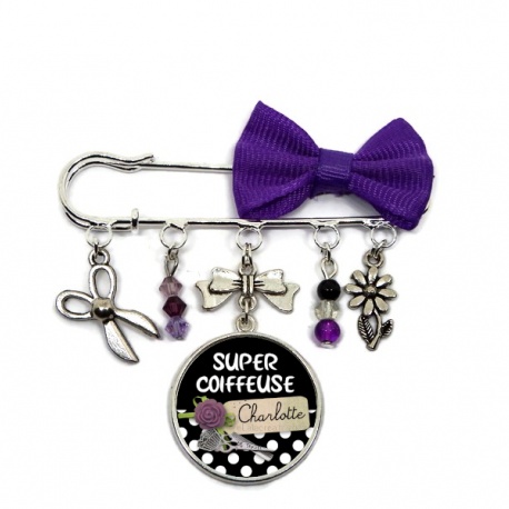 Broche coiffeuse à personnaliser avec le prénom de votre choix