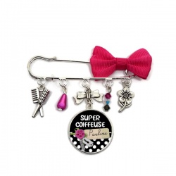 Broche coiffeuse à personnaliser avec le prénom de votre choix