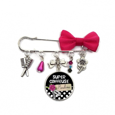 Broche coiffeuse à personnaliser avec le prénom de votre choix