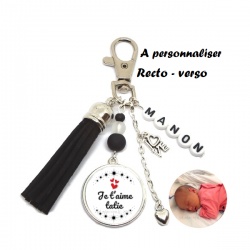 Porte clés "Je t'aime tatie" personnalisable recto verso