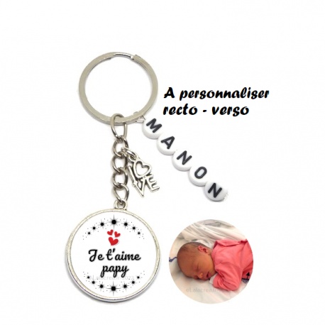Porte clés papy recto-verso à personnaliser