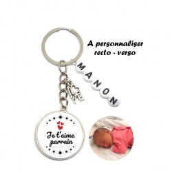 Porte clés "Un parrain au top" à personnalisé recto-verso