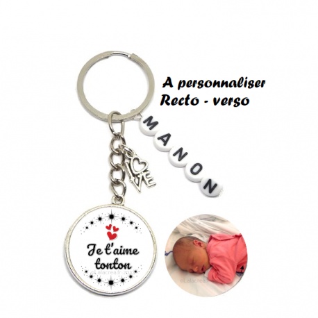 Porte clés tonton recto-verso à personnaliser