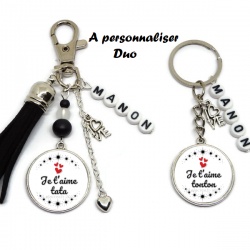 Porte clés "Je t'aime tata", "Je t'aime tonton" personnalisable