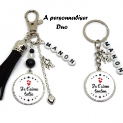 Porte clés "Je t'aime tatie" "Je t'aime tonton" personnalisable