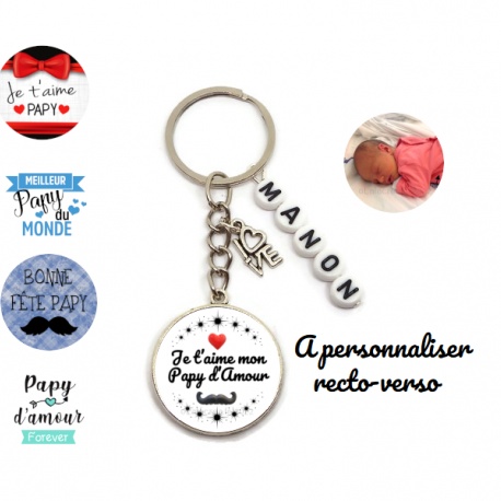 Porte clés Papy recto-verso à personnaliser