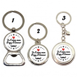 Porte clés ou Porte clés décapsuleur "Je t'aime mon papy d'amour"