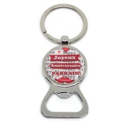 Porte clés décapsuleur "Joyeux anniversaire parrain"