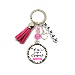 Votre prénom - Porte clés "Marraine d'amour forever" personnalisable