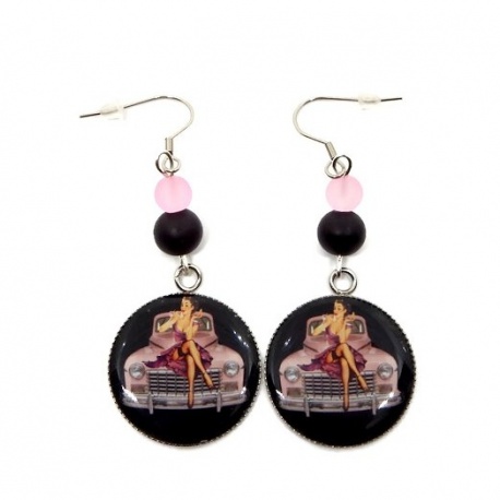 Boucles d'oreilles pin up, pin up vintage, rétro