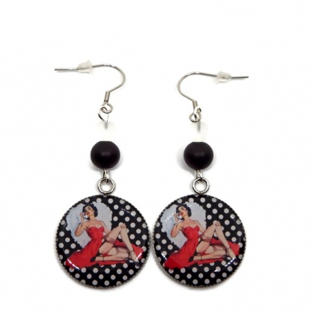 Boucles d'oreilles pin up, pin up vintage, rétro