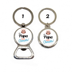 Porte clés décapsuleur "Un papa super chouette"