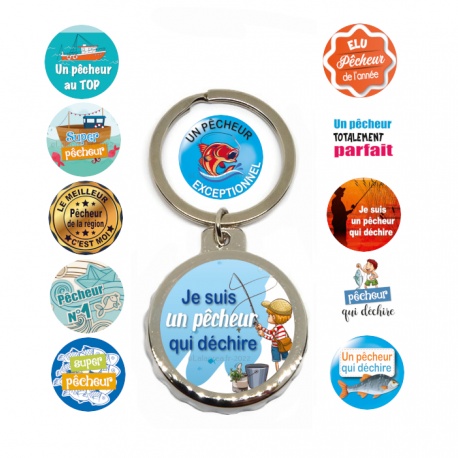 Porte clés décapsuleur pêcheur, 12 modèles au choix