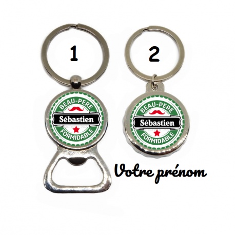 Votre prénom, Porte clés décapsuleur "Beau-père qui déchire"