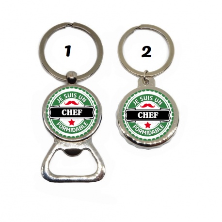 Porte clés décapsuleur "Je suis un chef formidable"