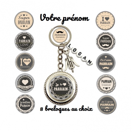 Votre prénom - Porte clés parrain personnalisable