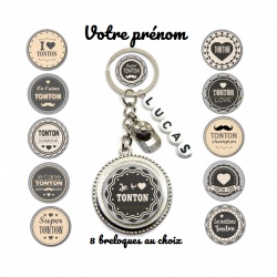 Votre prénom - Porte clés tonton personnalisable