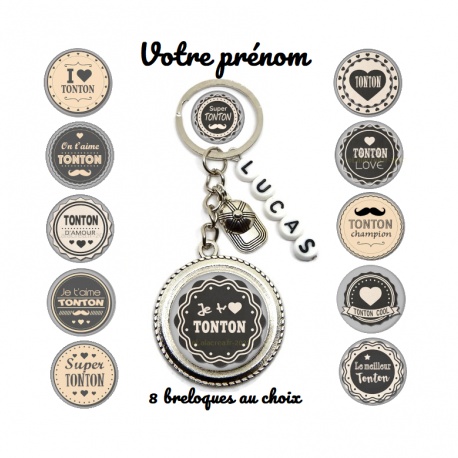Votre prénom - Porte clés tonton personnalisable