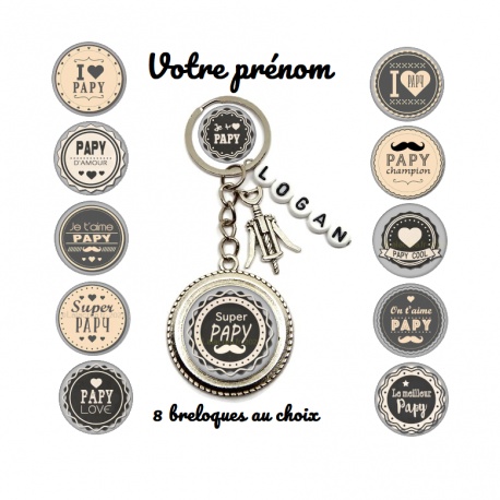 Votre prénom - Porte clés papy personnalisable