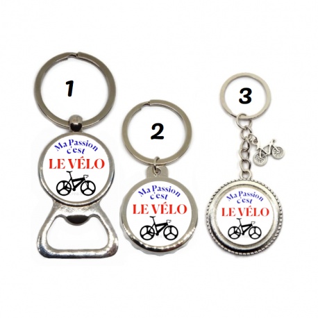 Porte clés décapsuleur  "Ma passion c'est le vélo"