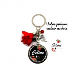 Votre prénom, Porte-clés coquelicot personnalisable