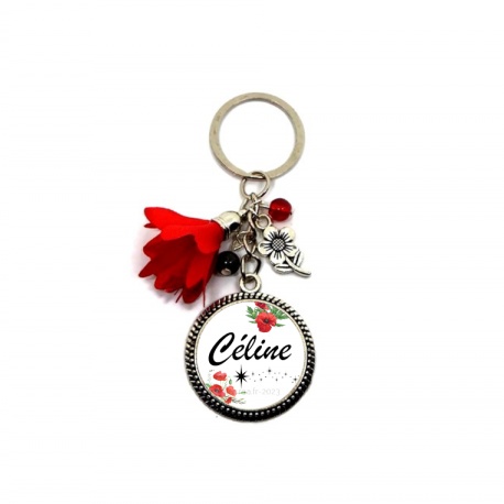 Votre prénom, Porte-clés coquelicot personnalisable