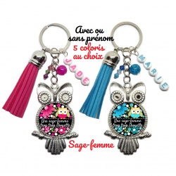 Porte clés "Une sage-femme trop trop chouette"
