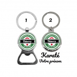 Votre prénom - Porte clés décapsuleur Entraineur de karaté qui déchire