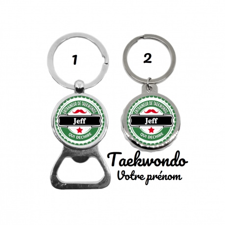 Votre prénom - Porte clés décapsuleur Entraineur de Taekwondo qui déchire