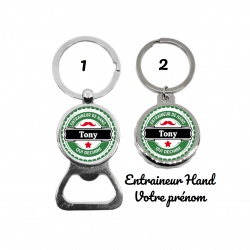 Votre prénom - Porte clés décapsuleur "Entraîneur de hand qui déchire"