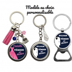 Votre prénom, Porte clés, décapsuleur, "Témoin qui déchire" personnalisable