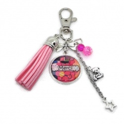 Porte-clés ou bijou de sac "MERCI"