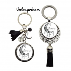 Votre prénom, Porte-clés lune personnalisable