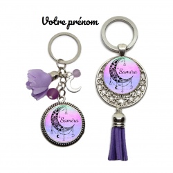 Votre prénom, Porte-clés lune personnalisable
