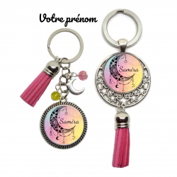 Votre prénom, Porte-clés lune personnalisable